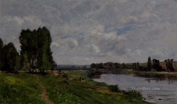  Hippolyte Oil Painting - Washerwoman On The Riverbank scenes Hippolyte Camille Delpy Landscapes
